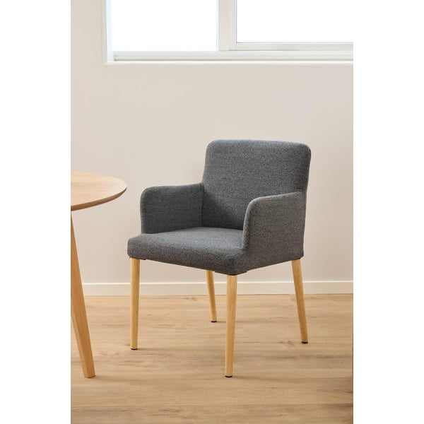 Sivé čalúnené jedálenské kreslo s podrúčkami Zoe – Actona-image-2