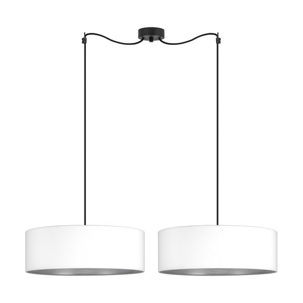Biele dvojramenné závesné svietidlo s detailom v striebornej farbe Sotto Luce Tres XL, ⌀ 45 cm