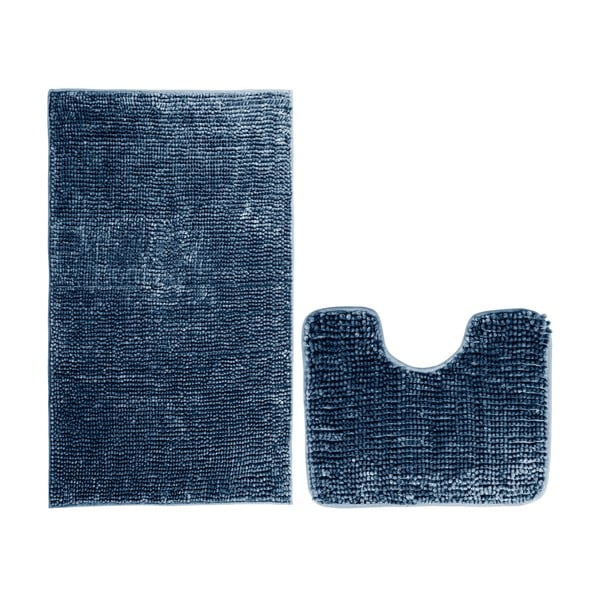 Súprava 2 tmavomodrých kúpeľňových predložiek AmeliaHome Bati