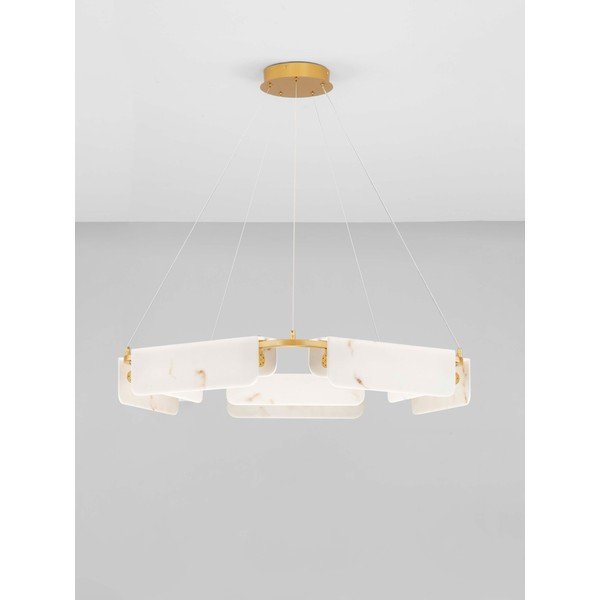Krémovobiele/v mosadznej farbe LED závesné svietidlo v dekore mramoru so stmievačom ø 93 cm Aider – Nova Luce-image-4