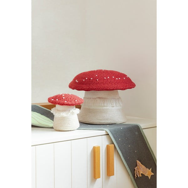 Červený/krémový látkový detský kôš na hračky ø 38x33 cm Big Mushroom – Lorena Canals-image-1