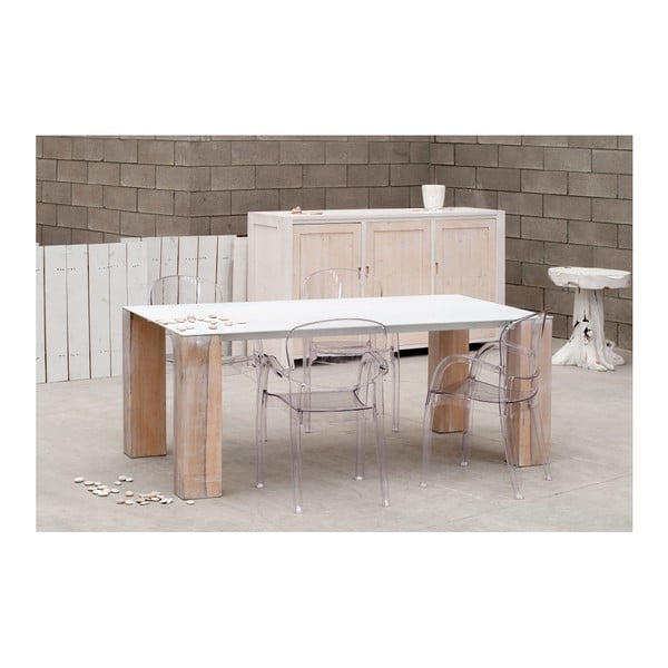 Biely jedálenský stôl z dubového dreva Castagnetti Florida, 200 cm