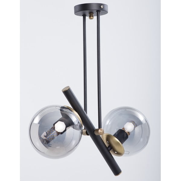 Čierne stropné svietidlo so skleneným tienidlom ø 15 cm Libra – Squid Lighting-image-2