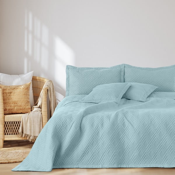 Svetlomodrý prešívaný pléd z mikrovlákna 220x240 cm Ophelia – Restilo-image-3