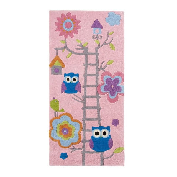 Ružový detský ručne tuftovaný koberec Think Rugs Hong Kong Kiddo Pinkie, 70 × 140 cm