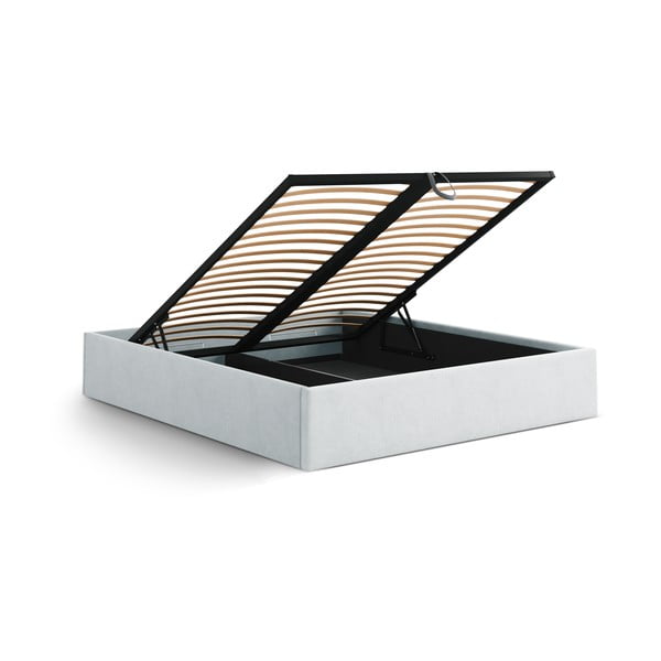 Svetlosivá čalúnená dvojlôžková posteľ s úložným priestorom/bez čela s roštom 140x200 cm Susan – Micadoni -image-3