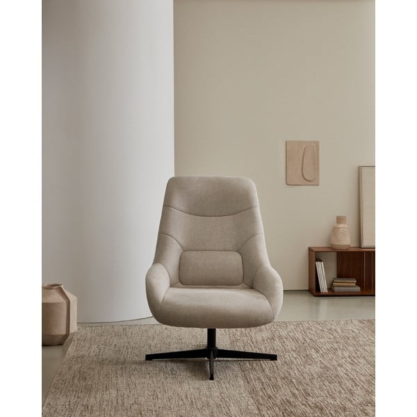 Kreslo z textílie buklé v horčicovej farbe Celida – Kave Home-image-1