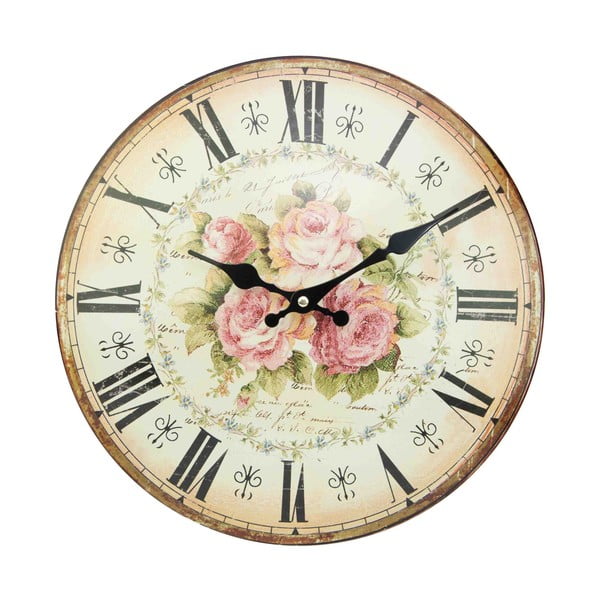 Nástenné hodiny Antic Line Pink Roses, 34 cm