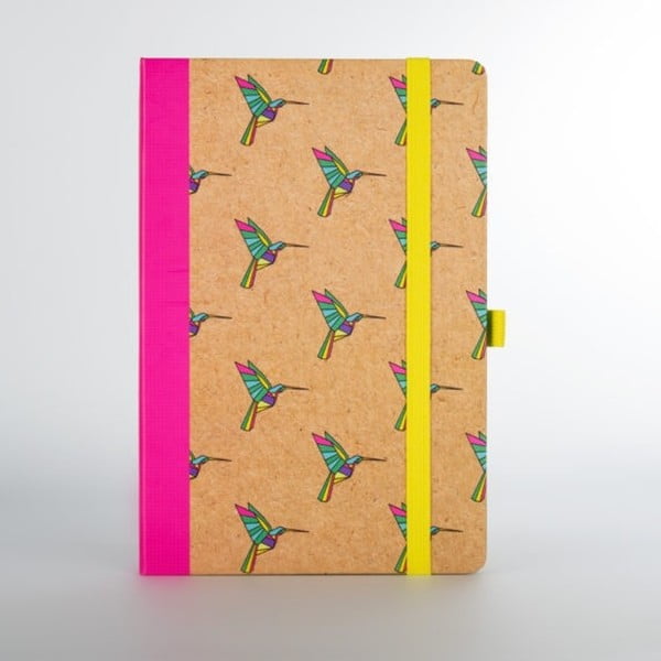 Zápisník s motívom kolibríkov Just Mustard Origami