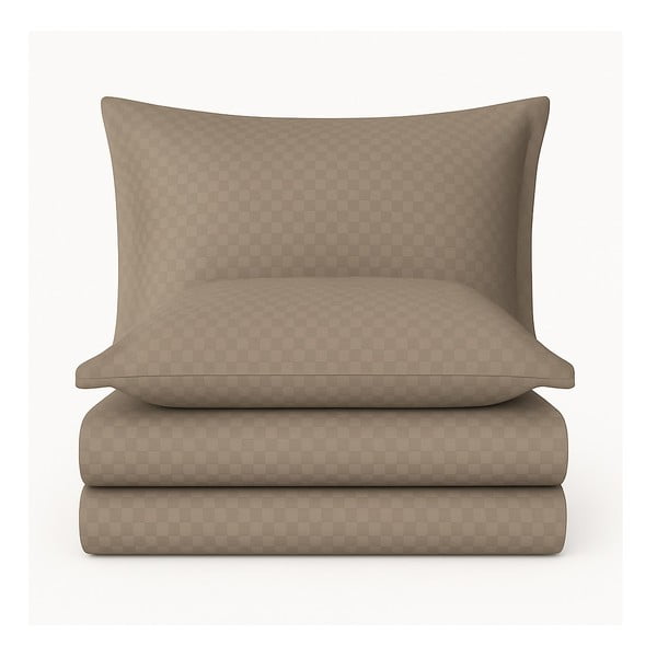 Hnedé obliečky na jednolôžko z bavlny Renforcé 140x200 cm Checkered – Mila Home Luxury