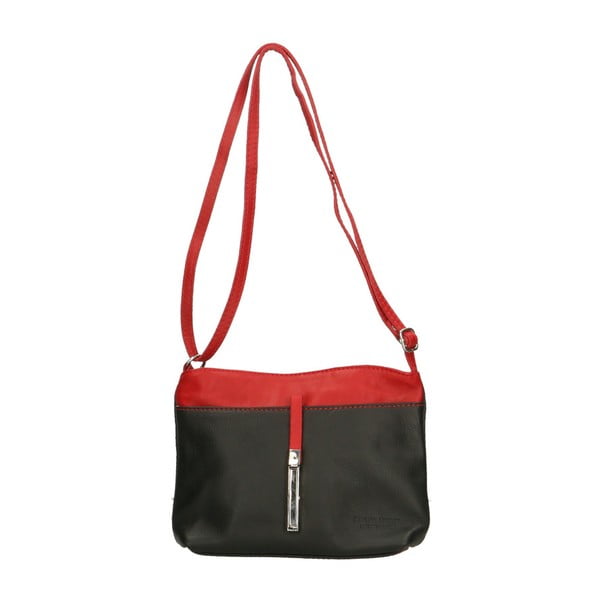 Čierna kožená kabelka s červenými detaily Roberto Buono Meril