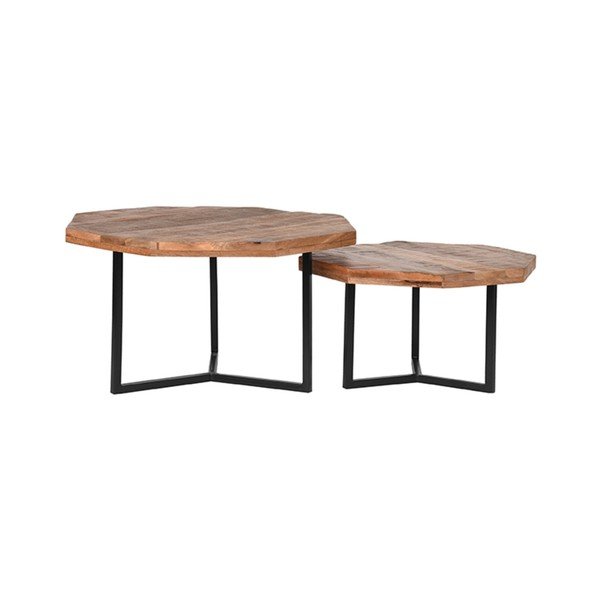Konferenčné stolíky z mangového dreva v prírodnej farbe v súprave 2 ks 70x70 cm Figure – LABEL51