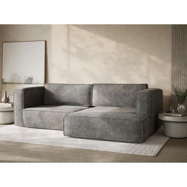 Sivá ženilková rozkladacia/s úložným priestorom rohová pohovka (pravý roh/s leňoškou) Velto – Maison de Rêve-image-4