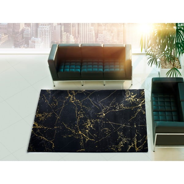 Čierny koberec Universal Gold Marble, 80 x 150 cm-image-1