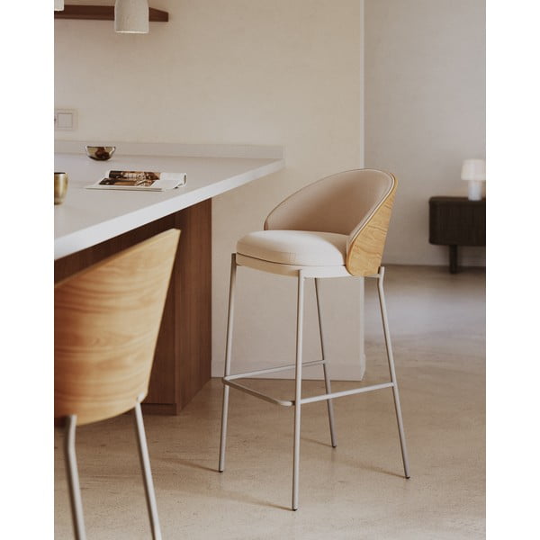 Béžová/vo svetloprírodnej farbe barová stolička (výška sedadla 77 cm) Eamy – Kave Home-image-1