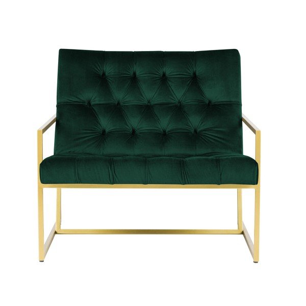 Zelené kreslo s konštrukciou v zlatej farbe Mazzini Sofas Bono-image-2