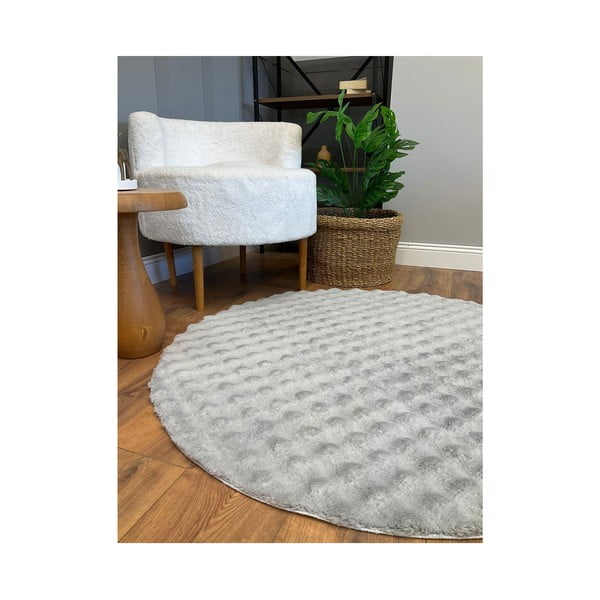 Sivý prateľný okrúhly koberec ø 120 cm Bubbly – Oyo Concept-image-3