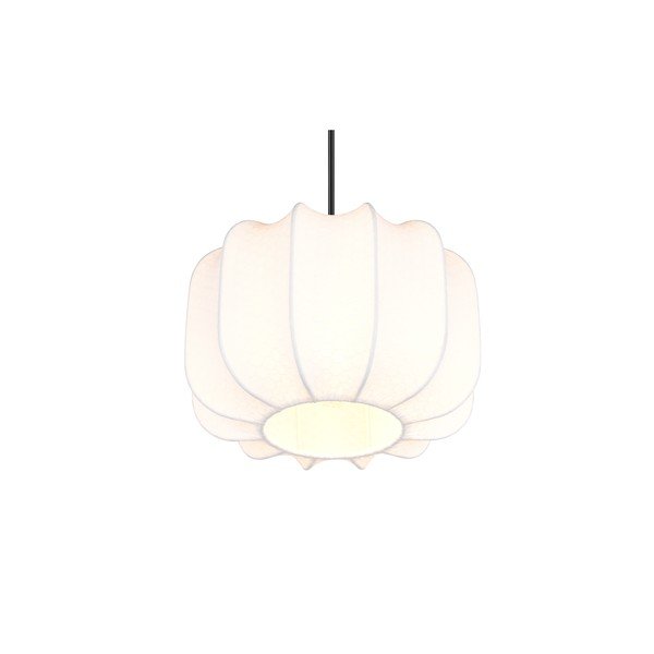 Biele kovové závesné svietidlo s textilným tienidlom ø 25 cm Madleine – Reality-image-4