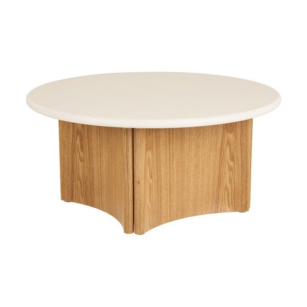 Biely/v prírodnej farbe okrúhly konferenčný stolík s betónovou doskou ø 80 cm Motril – House Nordic-image-4