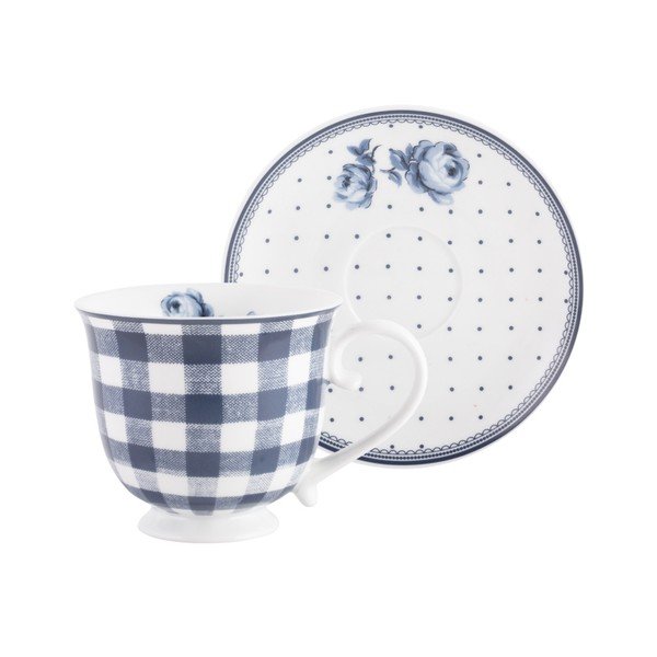 Porcelánový hrnček s tanierikom Creative Tops Vintage Indigo, 200 ml