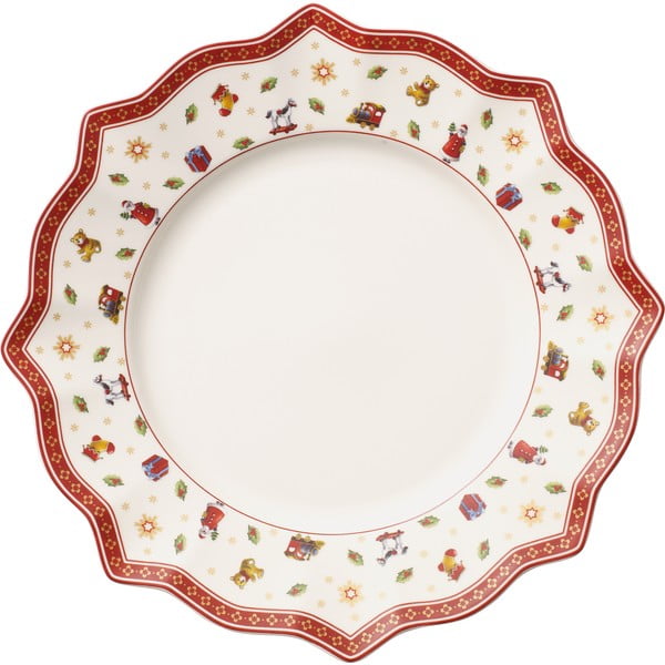 Bielo-červený porcelánový vianočný tanier Toy's Delight Villeroy&Boch, ø 29 cm