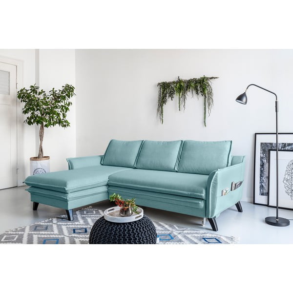 Svetlomodrá rozkladacia rohová pohovka Miuform Charming Charlie, ľavý roh-image-3