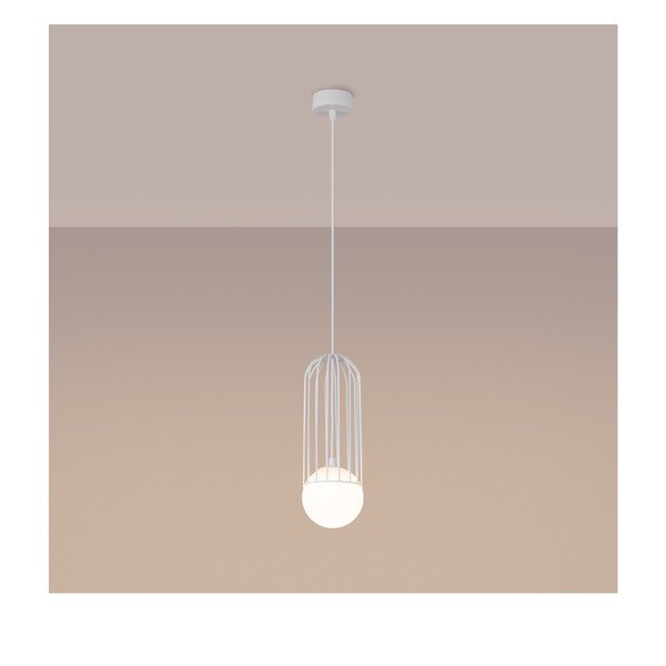 Biele závesné svietidlo so skleneným tienidlom Belinda – Sollux-image-2