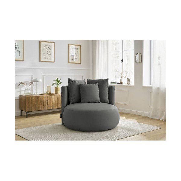 Svetlosivé zamatové kreslo Cesar – Bobochic Paris-image-1