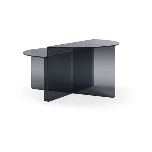 Sivé sklenené okrúhle konferenčné stolíky v súprave 2 ks ø 80 cm Velta – MOME-image-2