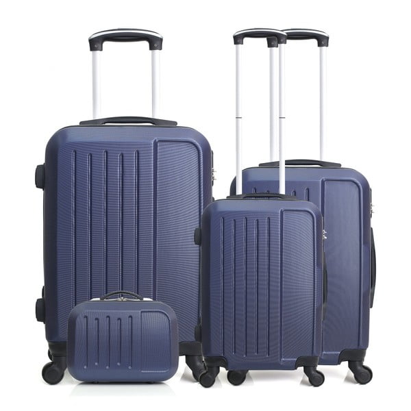 Sada 4 modrých cestovných kufrov na kolieskach Hero Family