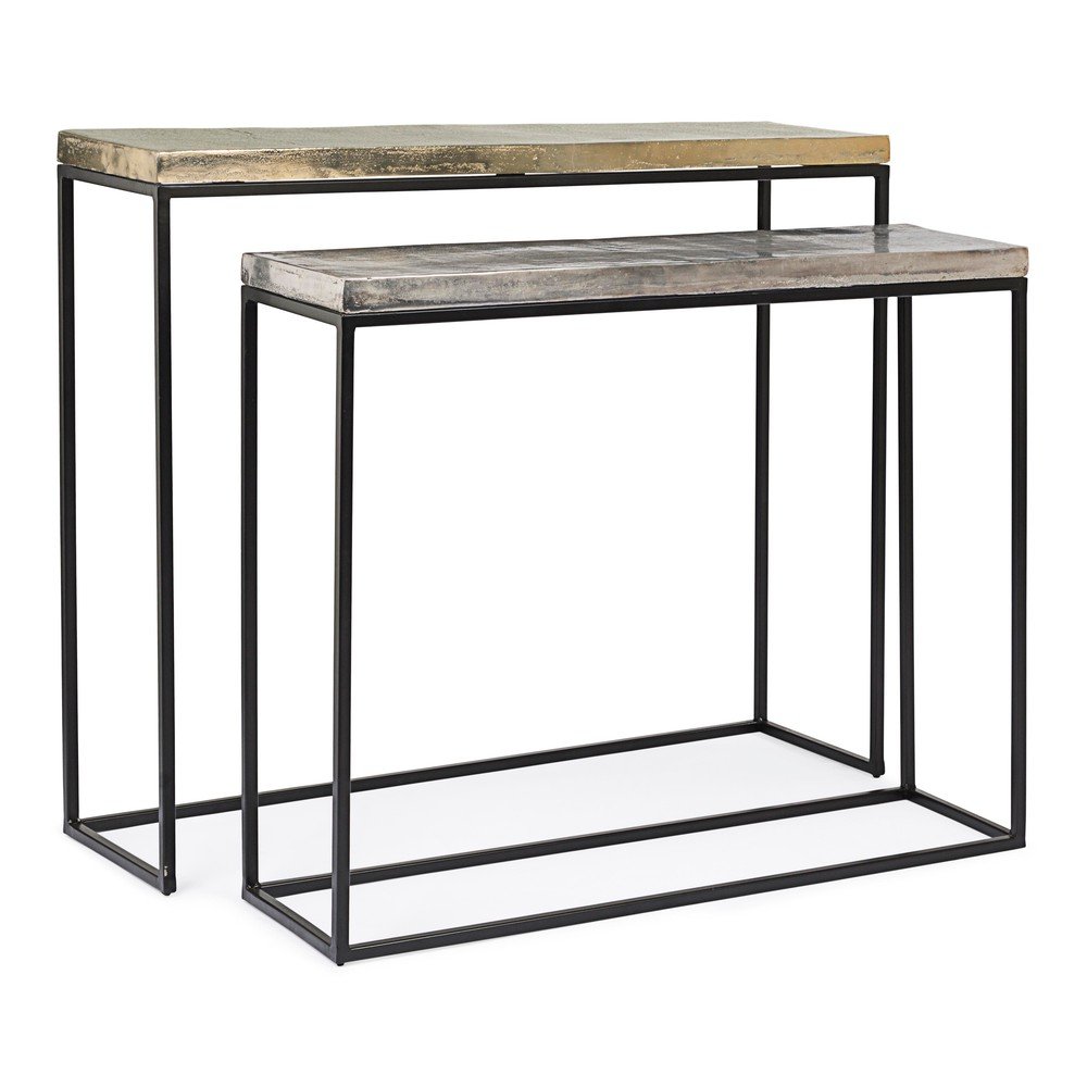 E-shop Kovové konzolové stolíky v súprave 2 ks 29x99 cm Amira – Bizzotto