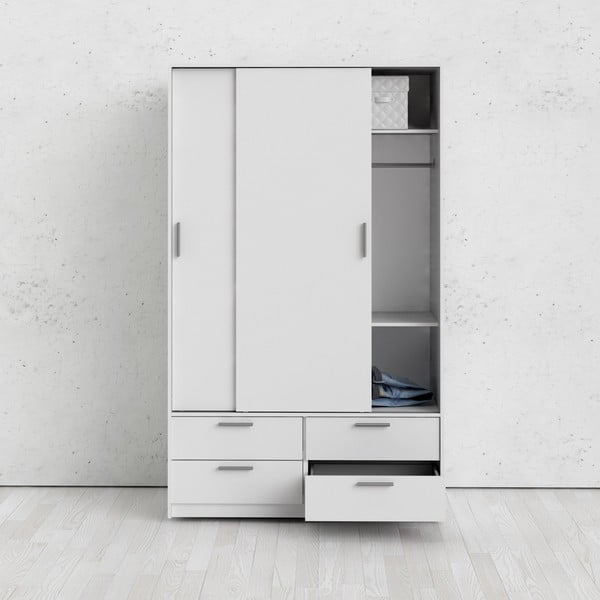 Biela šatníková skriňa s posuvnými dverami 121x200 cm Line – Tvilum-image-1