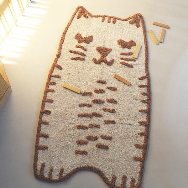 Krémový umývateľný ručne tkaný bavlnený detský koberec 65x120 cm Little Charlie – Nattiot-image-1