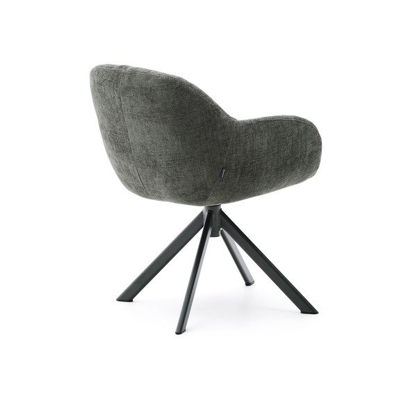 Tmavozelené čalúnené jedálenské kreslo s podrúčkami Dorina – Kave Home-image-4