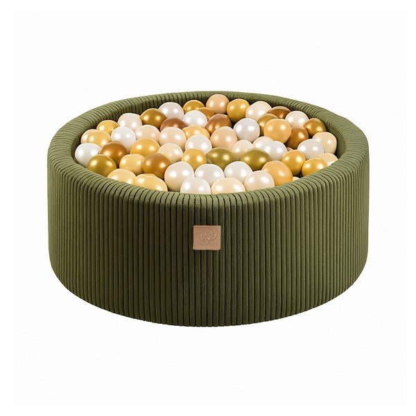 Kaki menčestrový bazénik s loptičkami 90x90x30 cm Montessori – Meowbaby