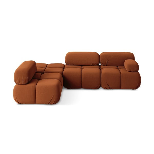 Oranžová zamatová modulárna rohová pohovka (ľavý roh) Lokua – Makamii