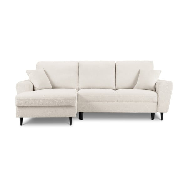 Béžová rozkladacia/s úložným priestorom rohová pohovka z textílie buklé (ľavý roh/s leňoškou) Kyoto – Cosmopolitan Design