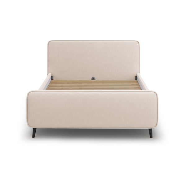 Béžová čalúnená dvojlôžková posteľ s roštom 160x200 cm Kaia - Micadoni Home-image-1