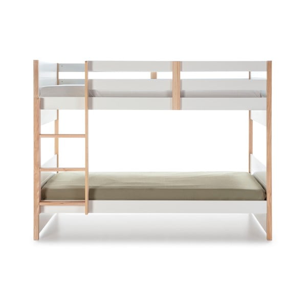 Biela poschodová detská posteľ z borovicového dreva 90x190 cm Kiara – Marckeric-image-3