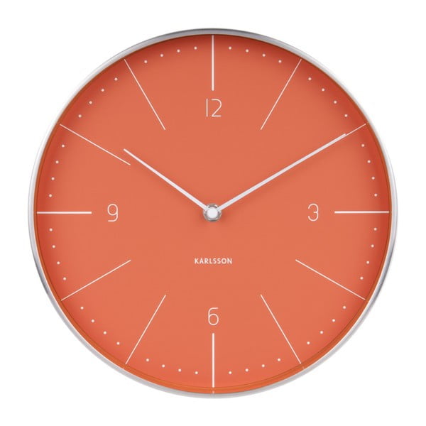 Svetločervené nástenné hodiny s detailmi v striebornej farbe Karlsson Normann, ⌀ 28 cm