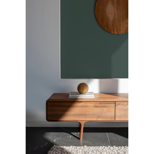 Hnedý TV stolík z orechového dreva 220x45x45 cm Fawn – Gazzda-image-3