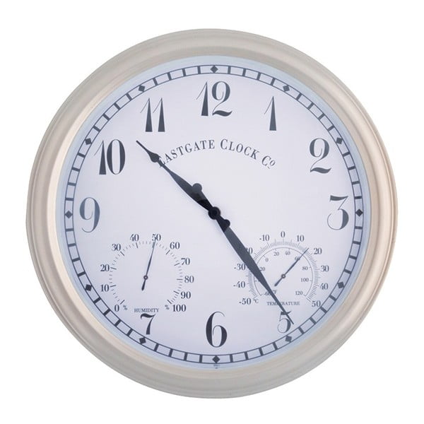Biele nástenné hodiny do exteriéru s arabskými číslicami Esschert Design