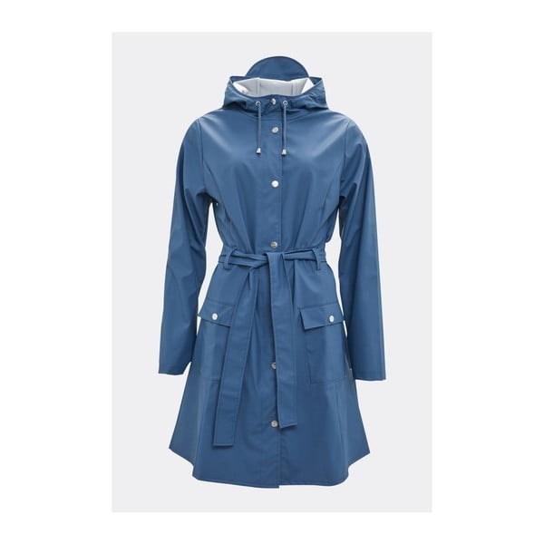 Modrý dámsky plášť s vysokou vodoodolnosťou Rains Curve Jacket, veľkosť L/XL
