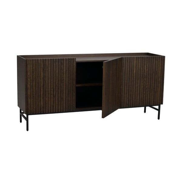 Tmavohnedá nízka komoda z dubového dreva 160x75 cm Halifax - Rowico-image-4