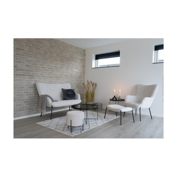 Biela pohovka z textílie buklé 128 cm Glasgow – House Nordic-image-4