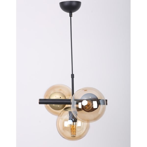 Žlté/čierne závesné svietidlo so skleneným tienidlom ø 15 cm Cascade – Squid Lighting-image-2