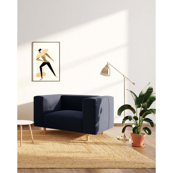 Tmavomodré zamatové relaxačné kreslo Kukumo – Ame Yens-image-3