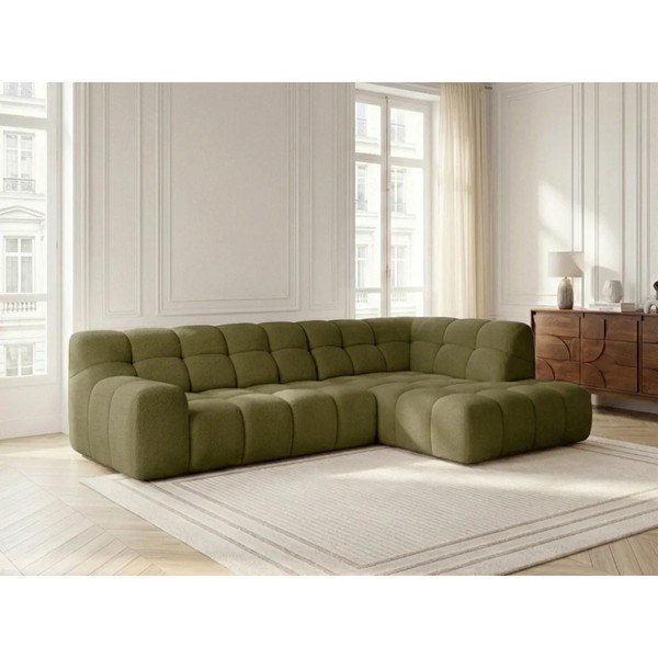 Zelená rozkladacia/s elektrickým výsuvom sedadla rohová pohovka (ľavý roh/do L) Andre – Bobochic Paris-image-4