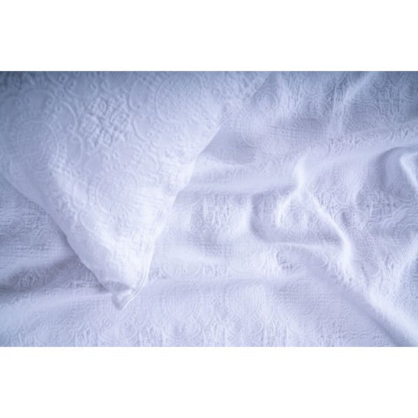 Biela súprava prikrývky a obliečky na vankúš zo žakára 180x240 cm Jacquard – Mila Home Luxury-image-1
