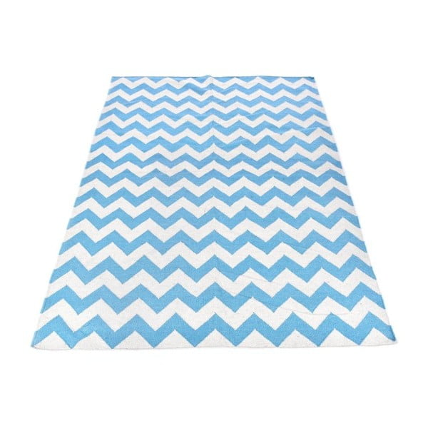 Vlnený koberec Geometry Zic Zac Blue & White, 160x230 cm